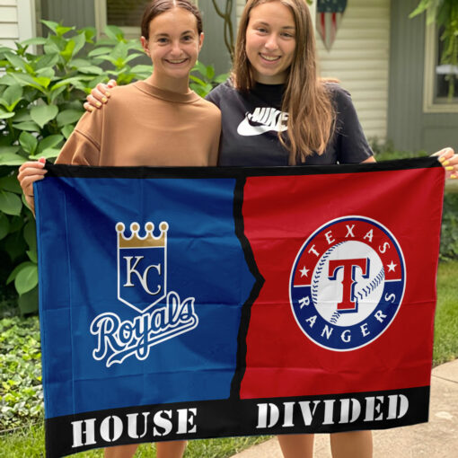 Royals vs Rangers House Divided Flag, MLB House Divided Flag