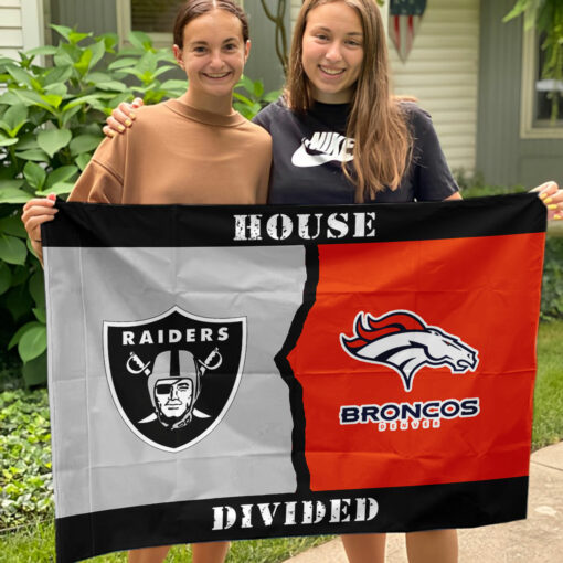 Raiders vs Broncos House Divided Flag, NFL House Divided Flag