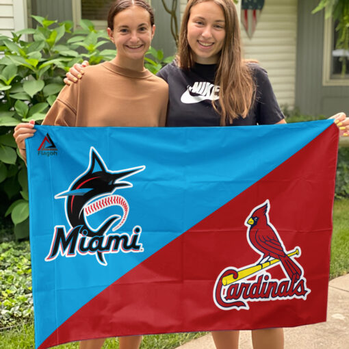 Marlins vs Cardinals House Divided Flag, MLB House Divided Flag