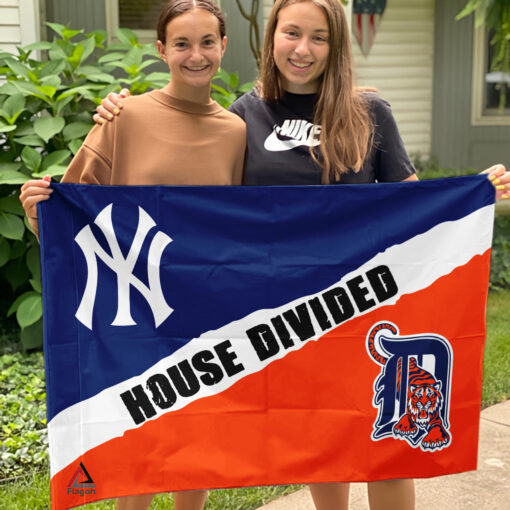 Yankees vs Tigers House Divided Flag, MLB House Divided Flag
