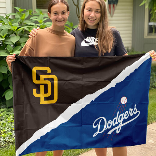 Padres vs Dodgers House Divided Flag, MLB House Divided Flag