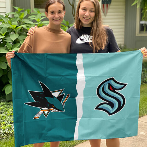 Sharks vs Kraken House Divided Flag, NHL House Divided Flag