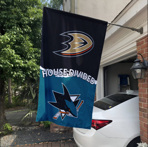 Ducks vs Sharks House Divided Flag, NHL House Divided Flag