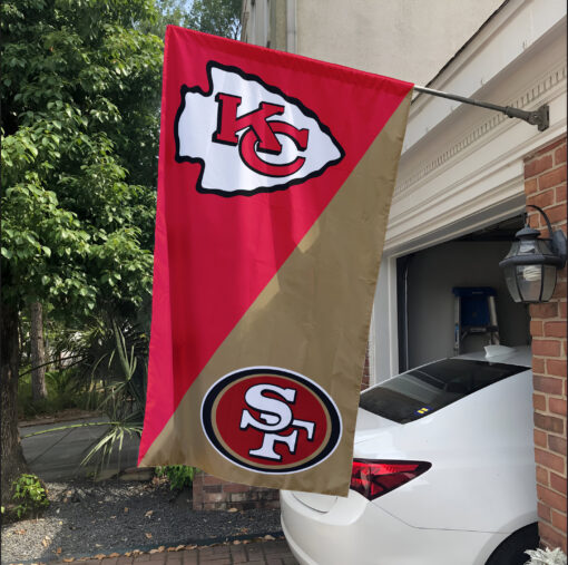 Chiefs vs 49ers House Divided Flag, NFL House Divided Flag