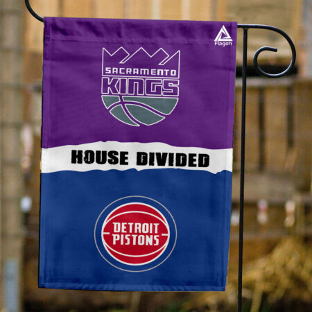 Kings vs Pistons House Divided Flag, NBA House Divided Flag