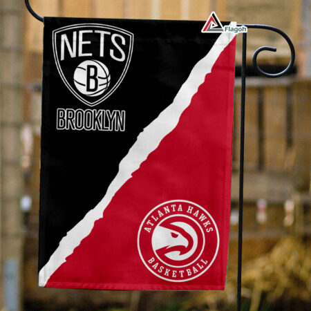 Nets vs Hawks House Divided Flag, NBA House Divided Flag