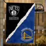 Nets vs Warriors House Divided Flag, NBA House Divided Flag