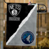 Nets vs Timberwolves House Divided Flag, NBA House Divided Flag