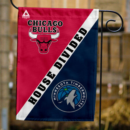 Bulls vs Timberwolves House Divided Flag, NBA House Divided Flag