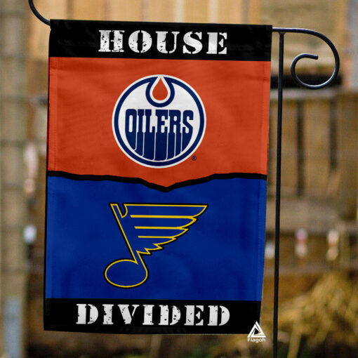 Oilers vs Blues House Divided Flag, NHL House Divided Flag
