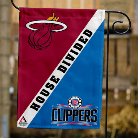 Heat vs Clippers House Divided Flag, NBA House Divided Flag
