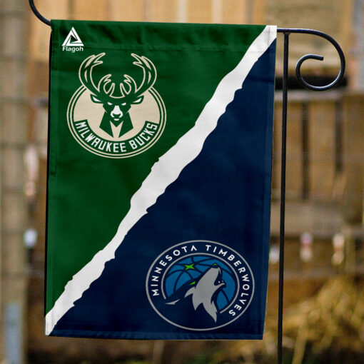 Bucks vs Timberwolves House Divided Flag, NBA House Divided Flag