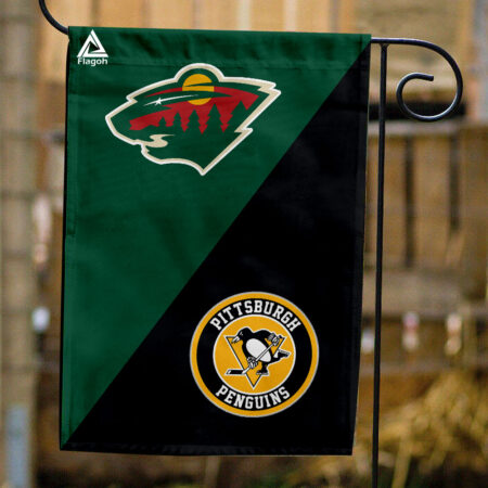 Wild vs Penguins House Divided Flag, NHL House Divided Flag