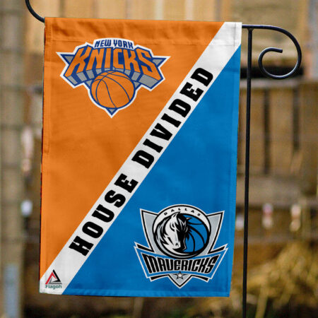 Knicks vs Mavericks House Divided Flag, NBA House Divided Flag
