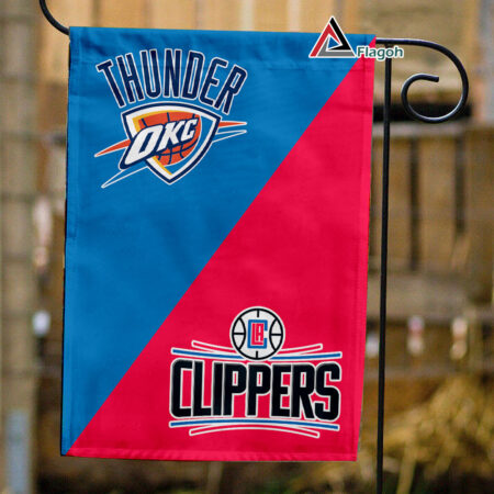 Thunder vs Clippers House Divided Flag, NBA House Divided Flag