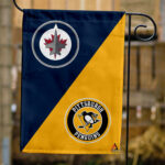 Jets vs Penguins House Divided Flag, NHL House Divided Flag