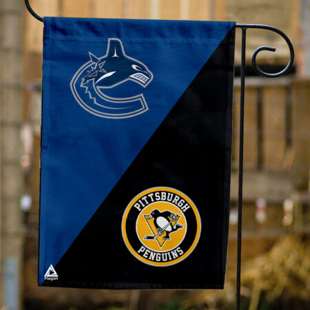 Canucks vs Penguins House Divided Flag, NHL House Divided Flag