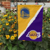 Warriors vs Lakers House Divided Flag,NBA house divided flag