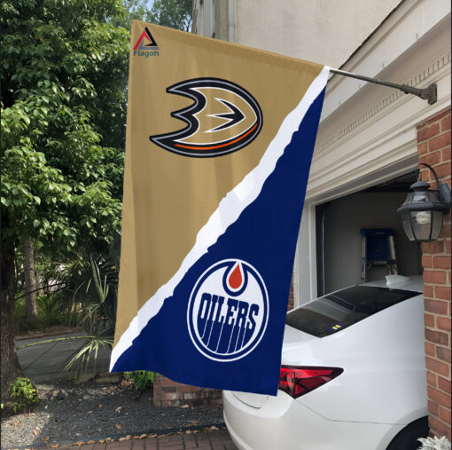 Ducks vs Oilers House Divided Flag, NHL House Divided Flag