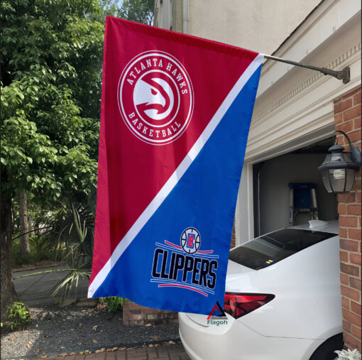 Hawks vs Clippers House Divided Flag, NBA House Divided Flag