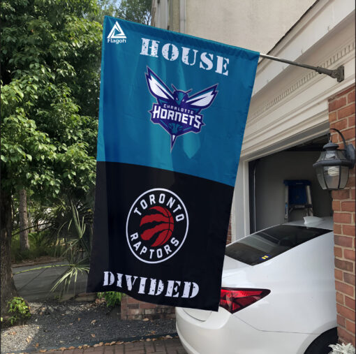 Hornets vs Raptors House Divided Flag, NBA House Divided Flag