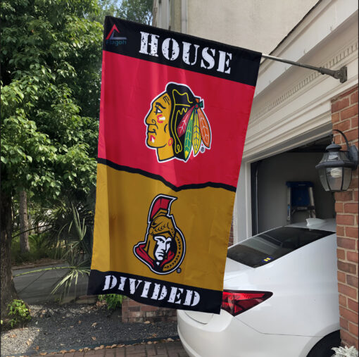 Blackhawks vs Senators House Divided Flag, NHL House Divided Flag