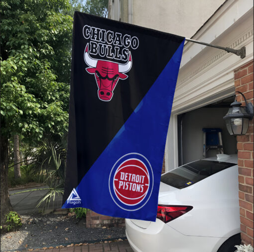 Bulls vs Pistons House Divided Flag, NBA House Divided Flag