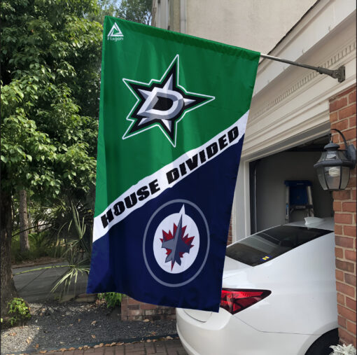 Stars vs Jets House Divided Flag, NHL House Divided Flag