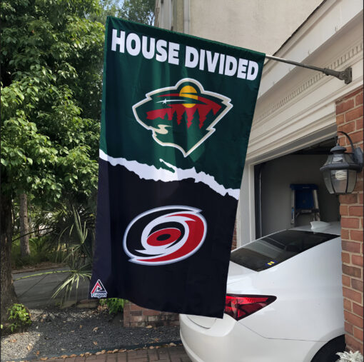 Wild vs Hurricanes House Divided Flag, NHL House Divided Flag