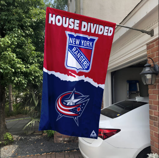 Rangers vs Blue Jackets House Divided Flag, NHL House Divided Flag