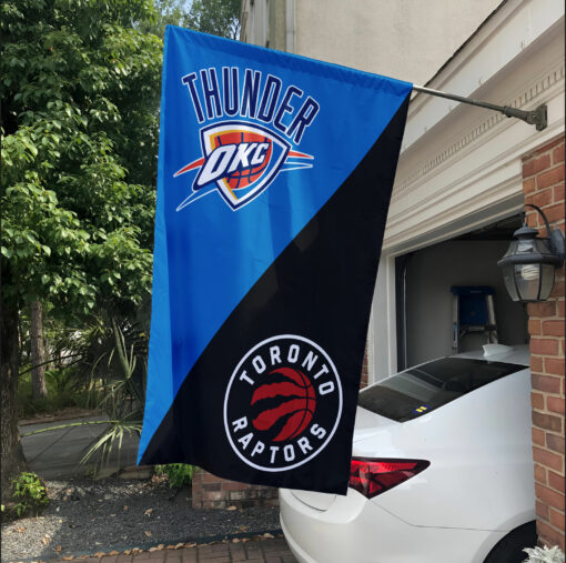 Thunder vs Raptors House Divided Flag, NBA House Divided Flag