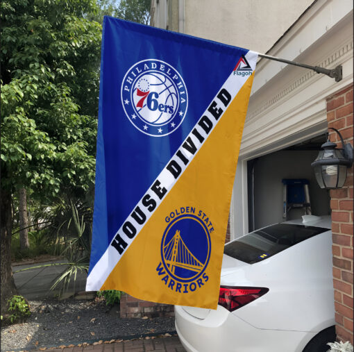 76ers vs Warriors House Divided Flag, NBA House Divided Flag