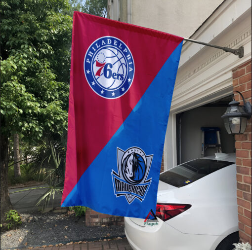 76ers vs Mavericks House Divided Flag, NBA House Divided Flag