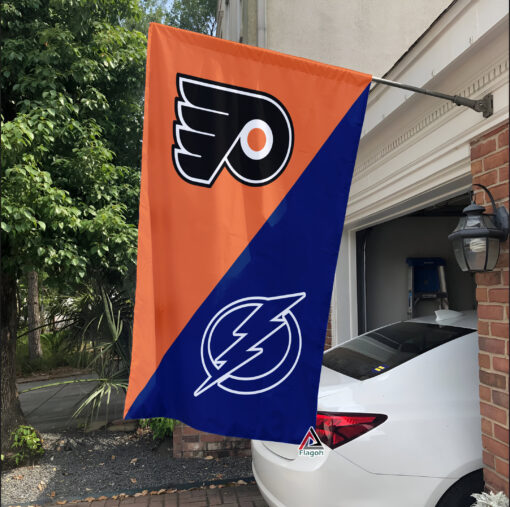 Flyers vs Lightning House Divided Flag, NHL House Divided Flag