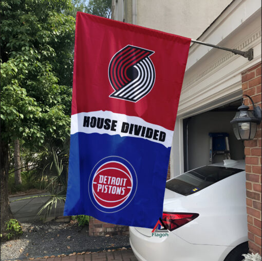 Trail Blazers vs Pistons House Divided Flag, NBA House Divided Flag