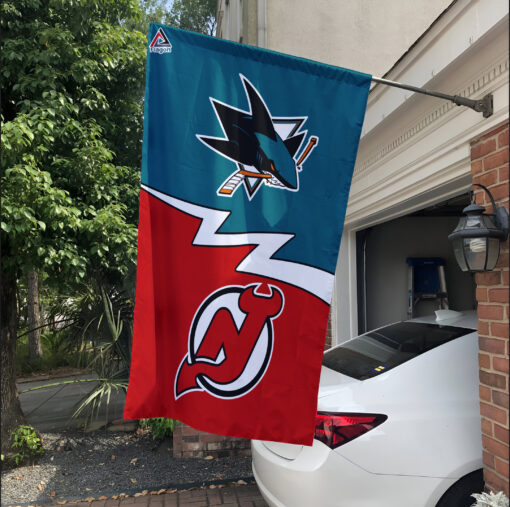 Sharks vs Devils House Divided Flag, NHL House Divided Flag