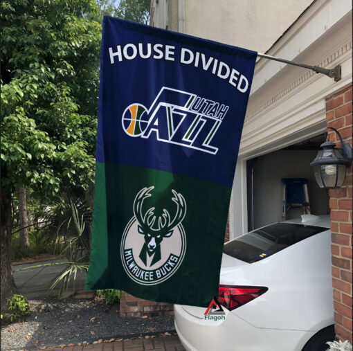 Jazz vs Bucks House Divided Flag, NBA House Divided Flag