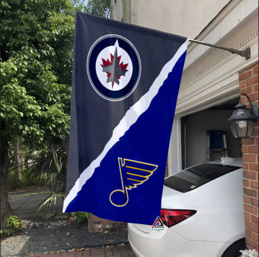 Jets vs Blues House Divided Flag, NHL House Divided Flag