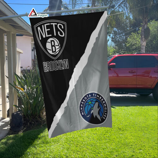 Timberwolves vs Nets House Divided Flag, NBA House Divided Flag