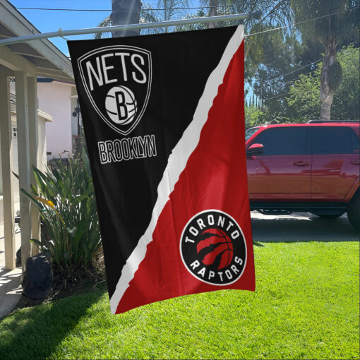 Nets vs Raptors House Divided Flag, NBA House Divided Flag