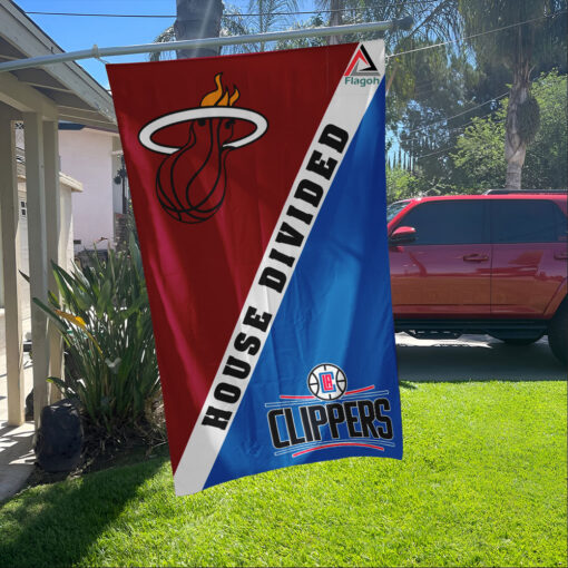 Heat vs Clippers House Divided Flag, NBA House Divided Flag
