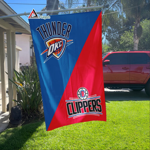Thunder vs Clippers House Divided Flag, NBA House Divided Flag