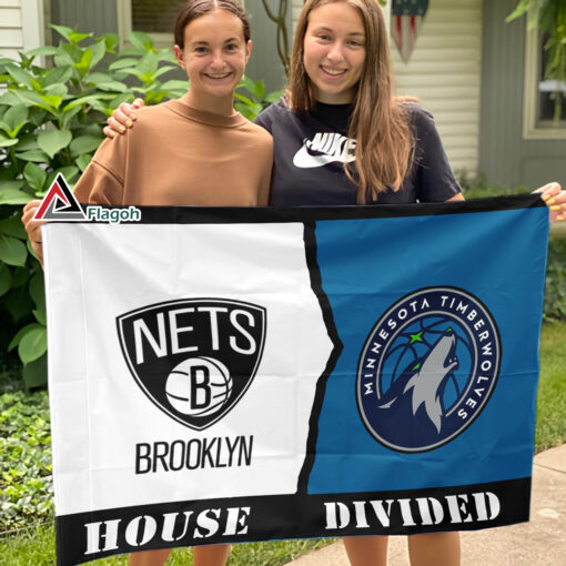 Timberwolves vs Nets House Divided Flag, NBA House Divided Flag