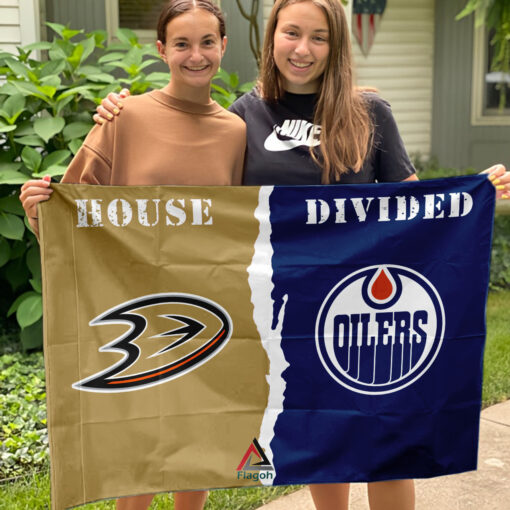 Ducks vs Oilers House Divided Flag, NHL House Divided Flag