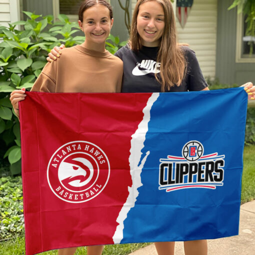 Hawks vs Clippers House Divided Flag, NBA House Divided Flag