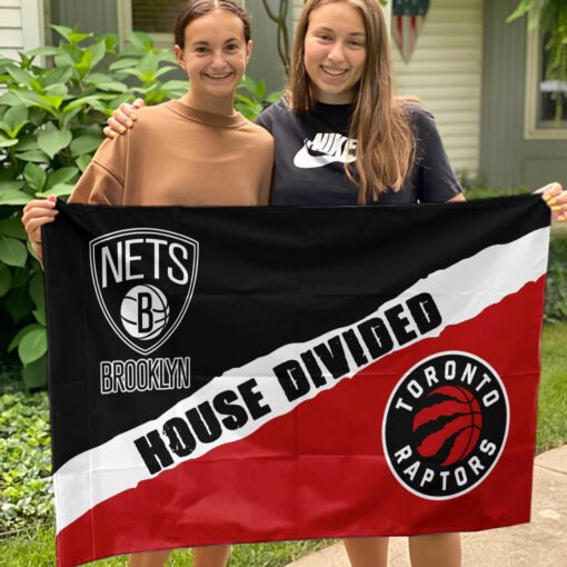 Nets vs Raptors House Divided Flag, NBA House Divided Flag