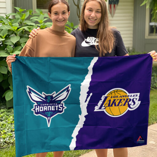 Hornets vs Lakers House Divided Flag, NBA House Divided Flag