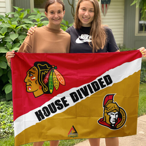 Blackhawks vs Senators House Divided Flag, NHL House Divided Flag