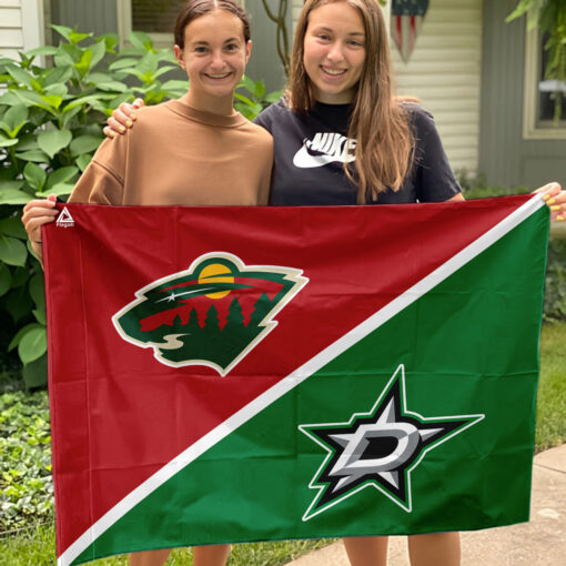 Wild vs Stars House Divided Flag, NHL House Divided Flag