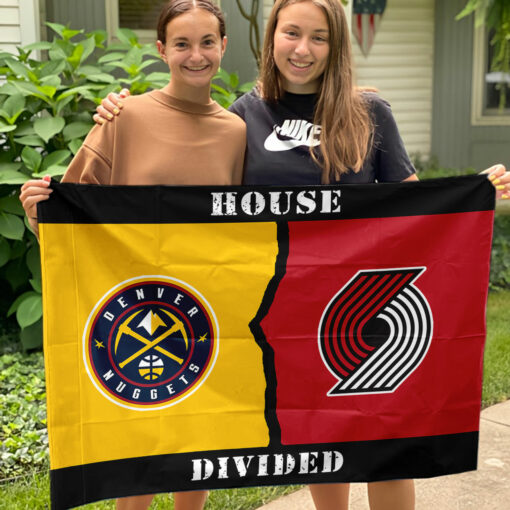 Nuggets vs Trail Blazers House Divided Flag, NBA House Divided Flag